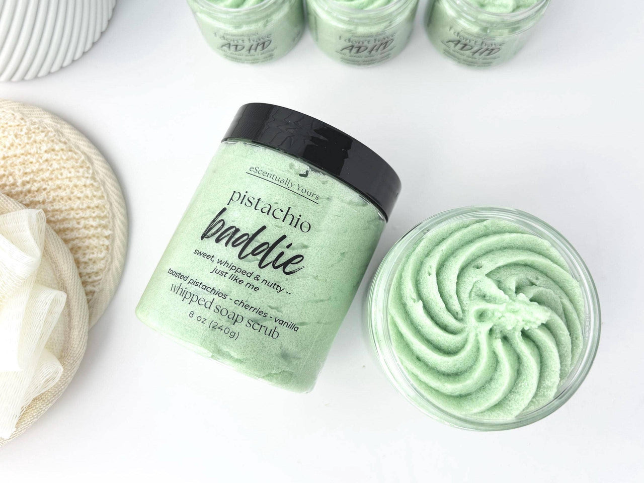 Baddie - Pistachio Crème Whipped Soap & Foaming Sugar Scrub - eScentually Yours