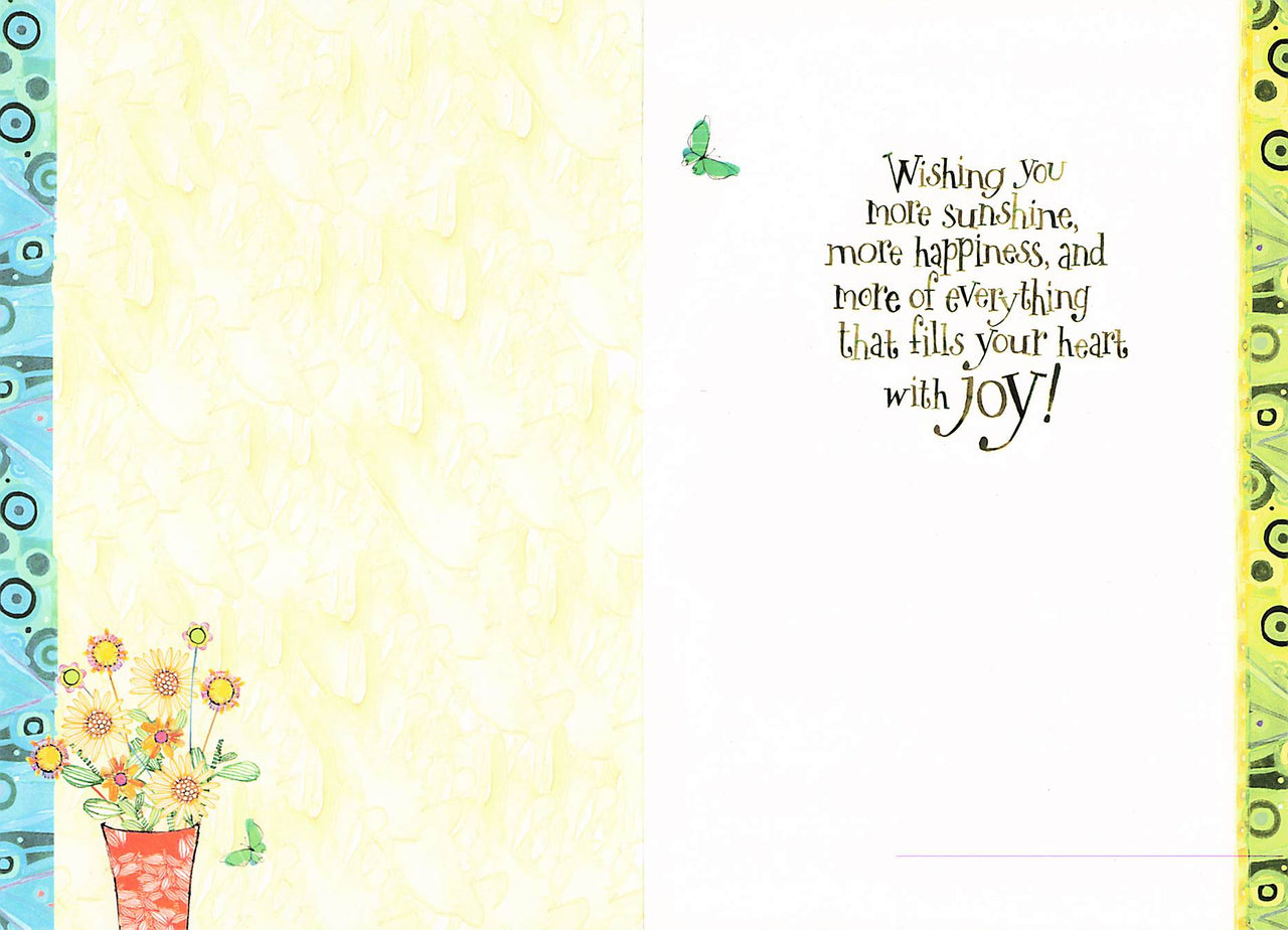 Greeting Card - White pick-up flowers black cat