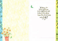 Greeting Card - White pick-up flowers black cat