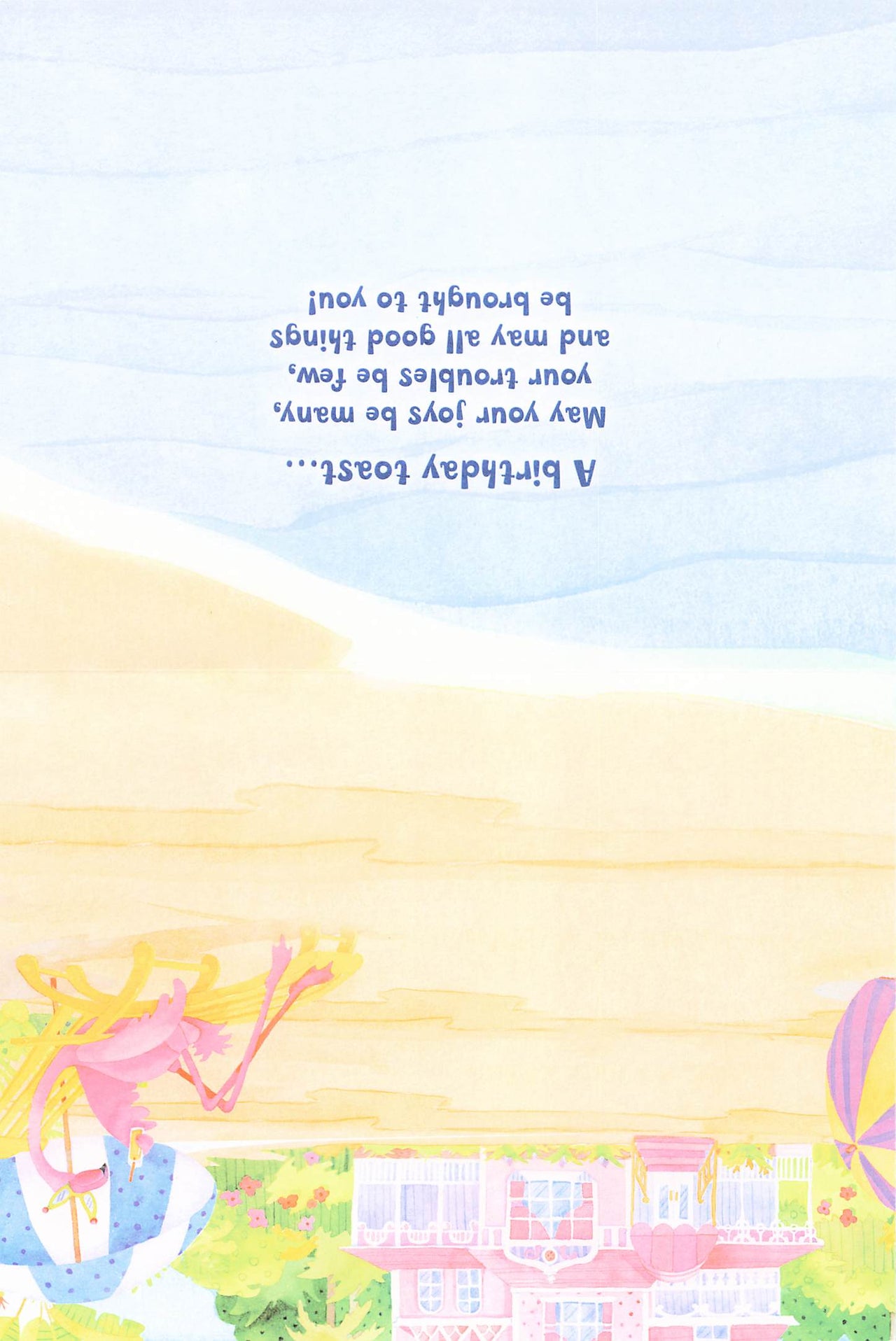 Greeting Card - Pink flamingos by hotel