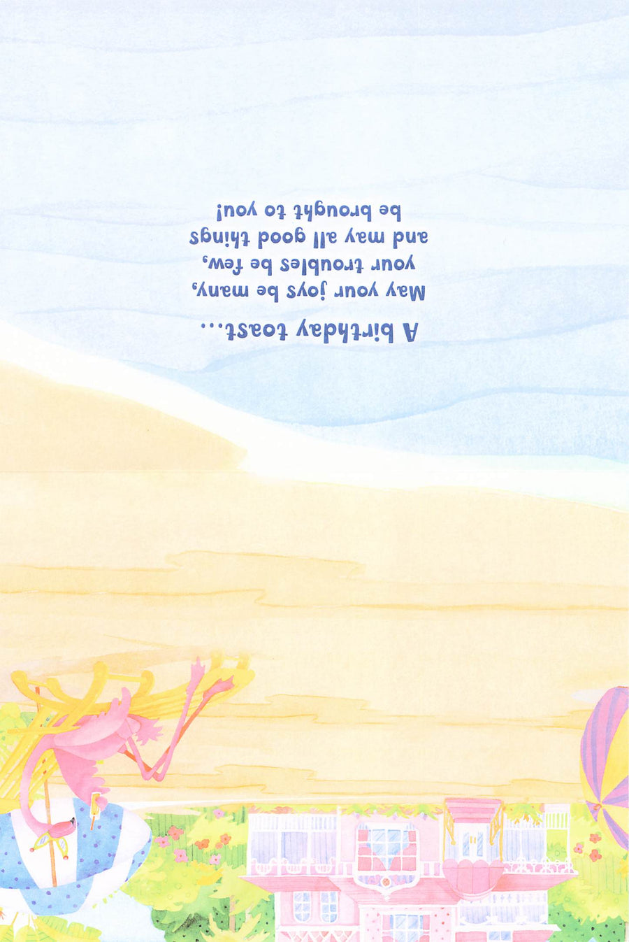 Greeting Card - Pink flamingos by hotel