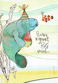 Greeting Card - Manatee and cupcake