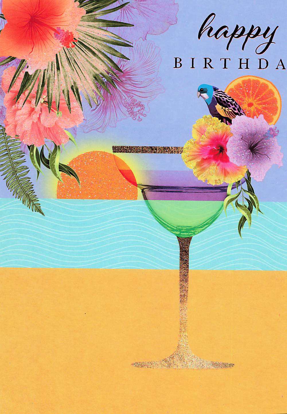 Greeting Card - Cocktail on the beach with flowers