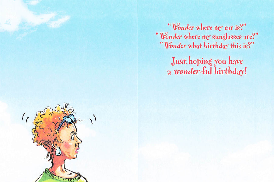 Greeting Card - Woman lost in grocery store parking lot