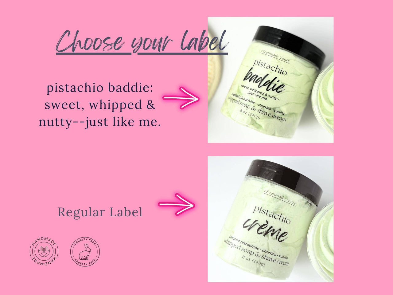 Baddie - Pistachio Crème Whipped Soap & Foaming Sugar Scrub - eScentually Yours