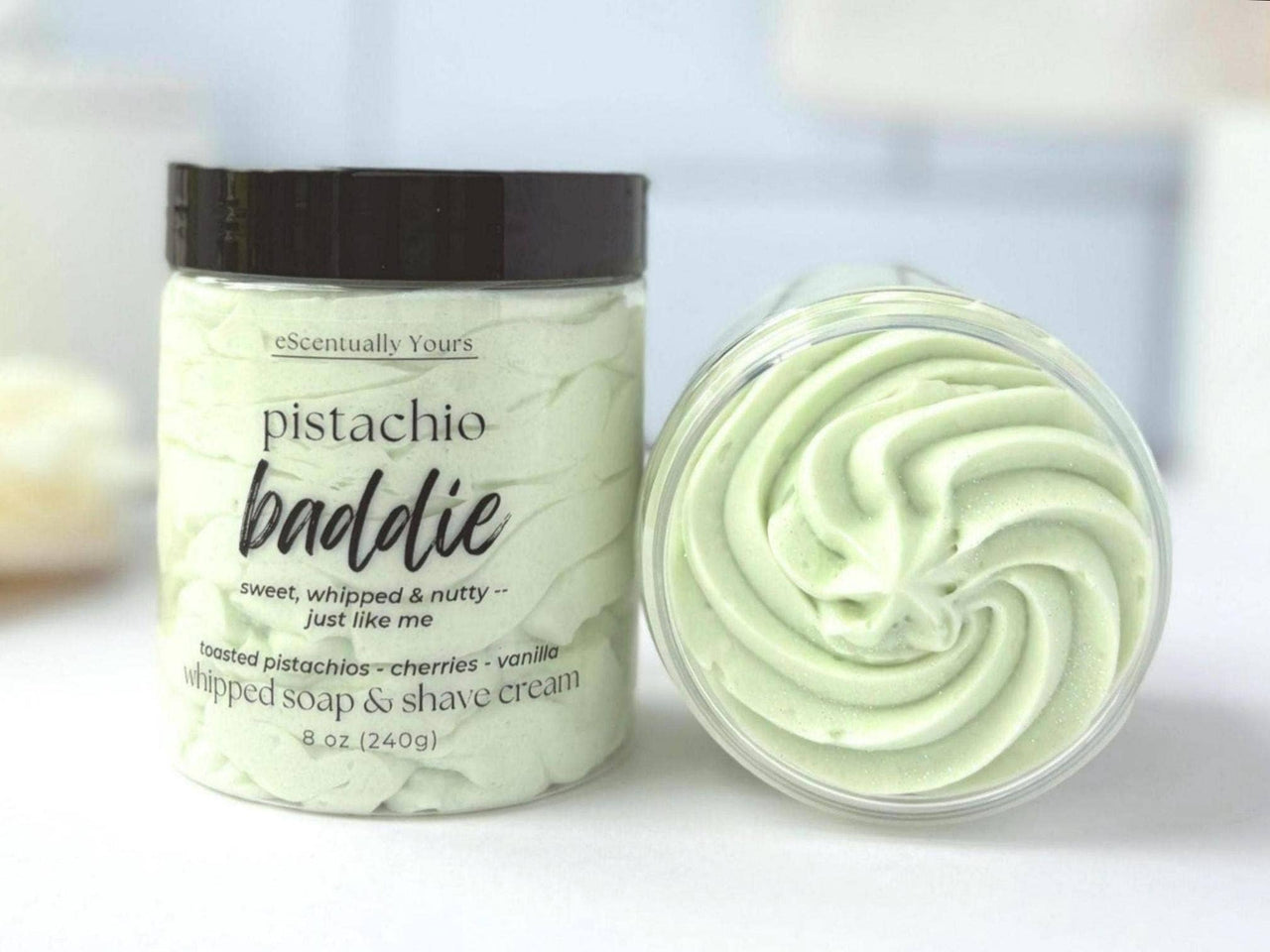Baddie - Pistachio Crème Whipped Soap & Foaming Sugar Scrub - eScentually Yours