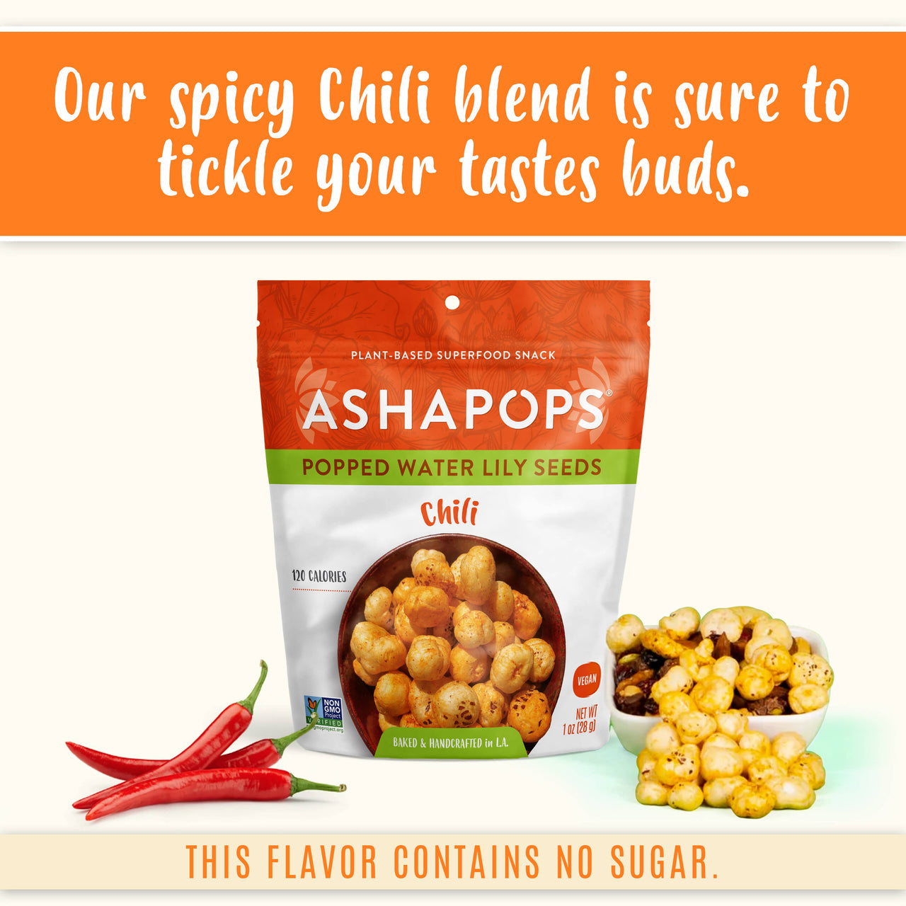 AshaPops - 1oz Chili Lime - AshaPops Popped Water Lily Seeds