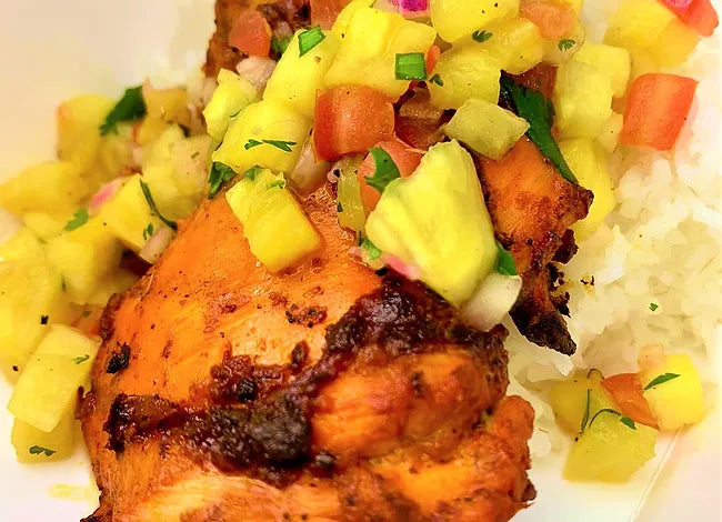 TROPICAL GRILLED CHICKEN WINGS WITH MANGO PINEAPPLE SALSA