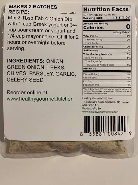 Back of a food packaging label with recipe, nutrition facts, and ingredients.