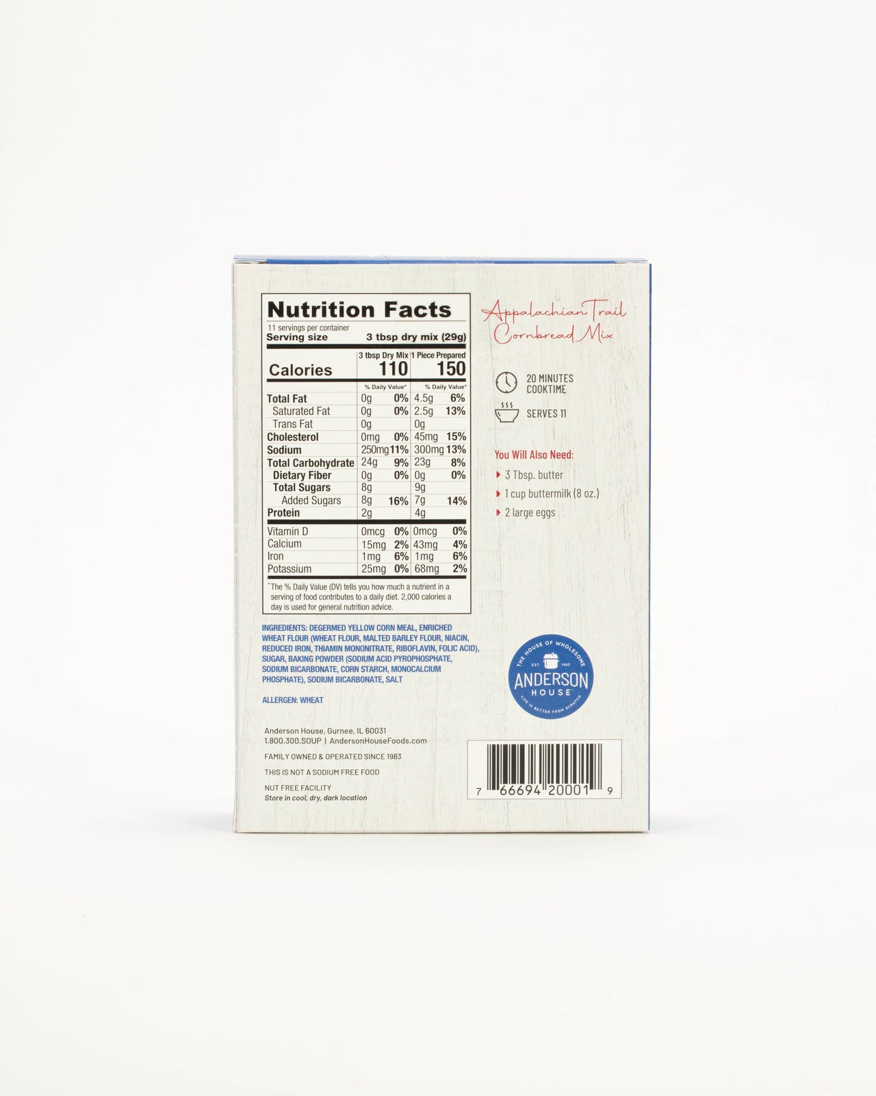 Anderson House | Frontier Soups - Appalachian Trail Cornbread Mix