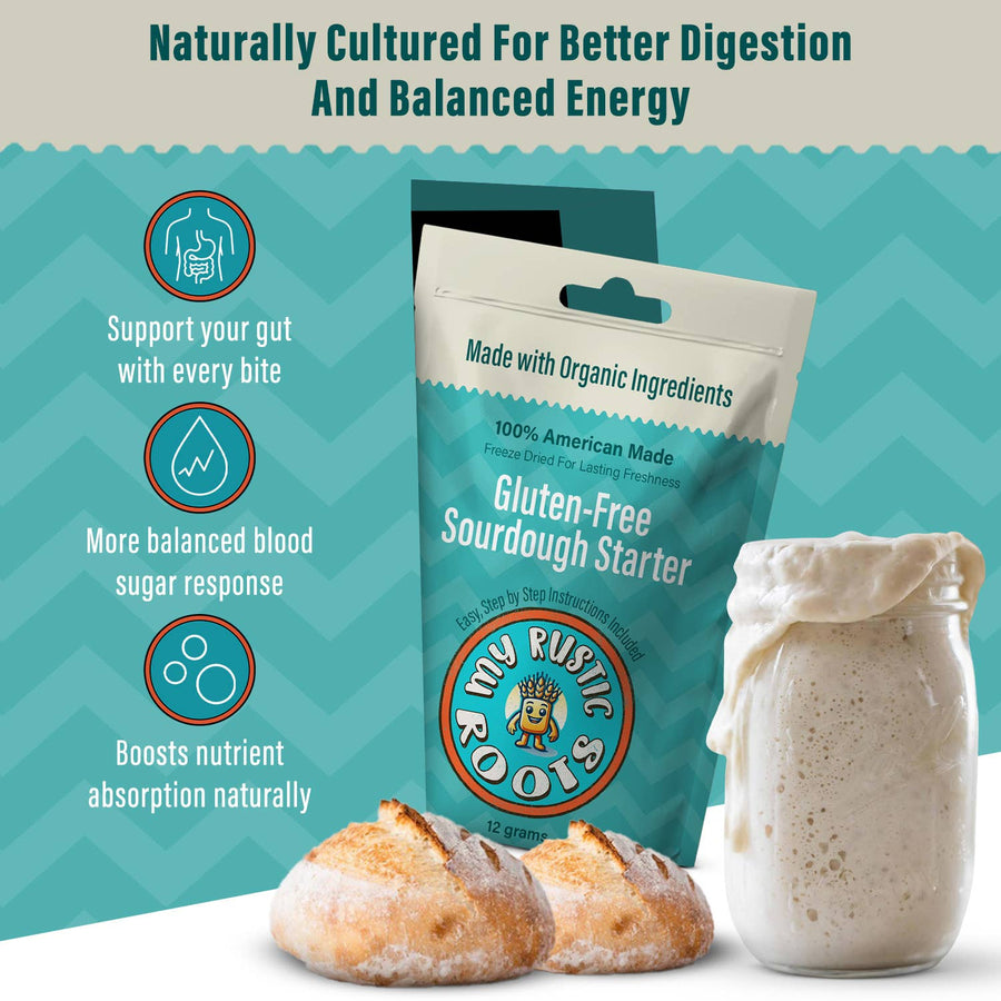 My Rustic Roots - Organic, Non GMO GLUTEN FREE Sourdough Starter 12 gram.