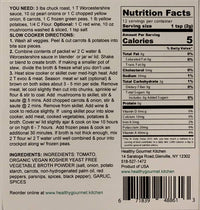 Nutrition label and recipe instructions for a food product on a white background