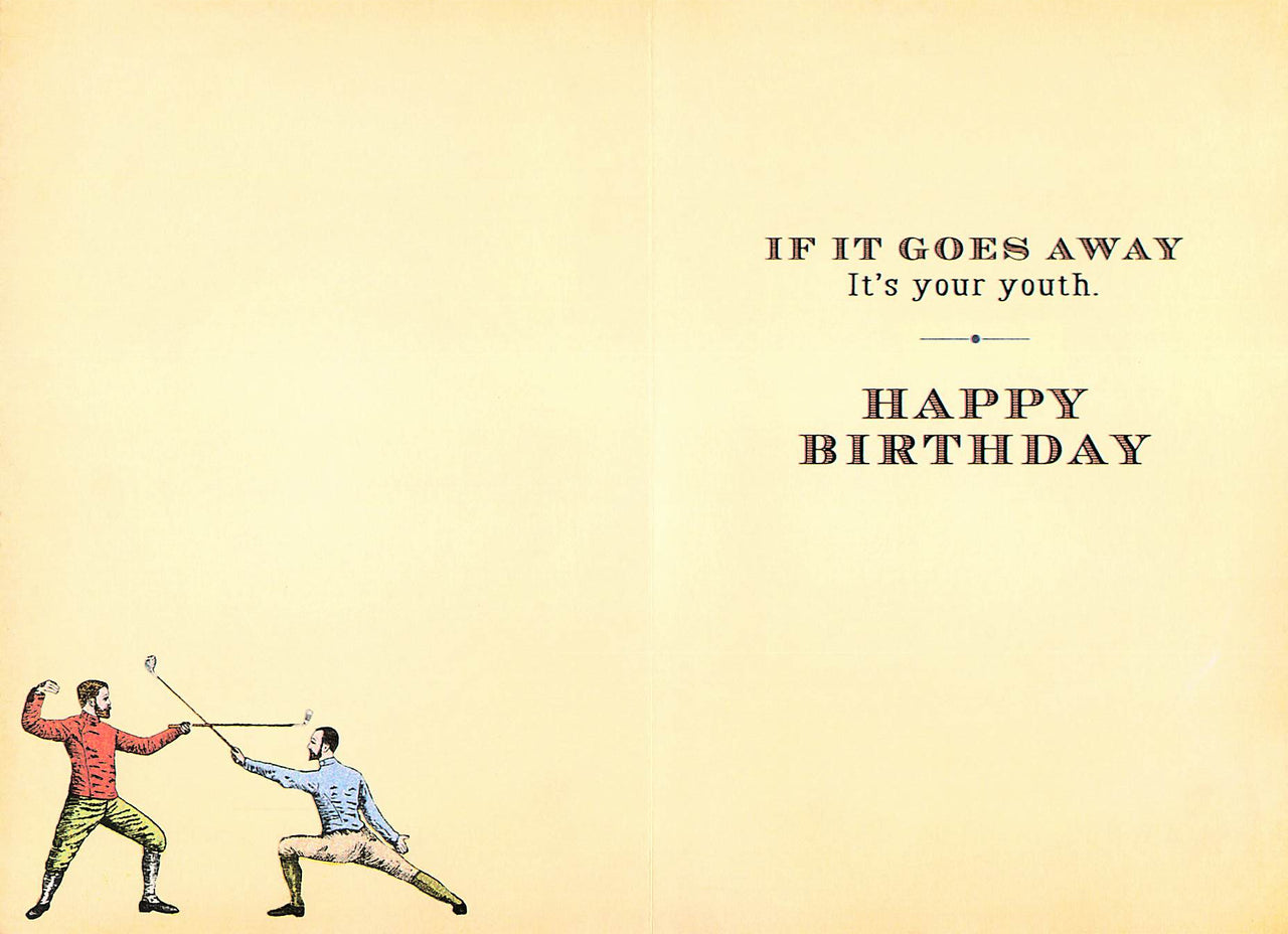Greeting Card - Pair of men "fencing" with golf clubs