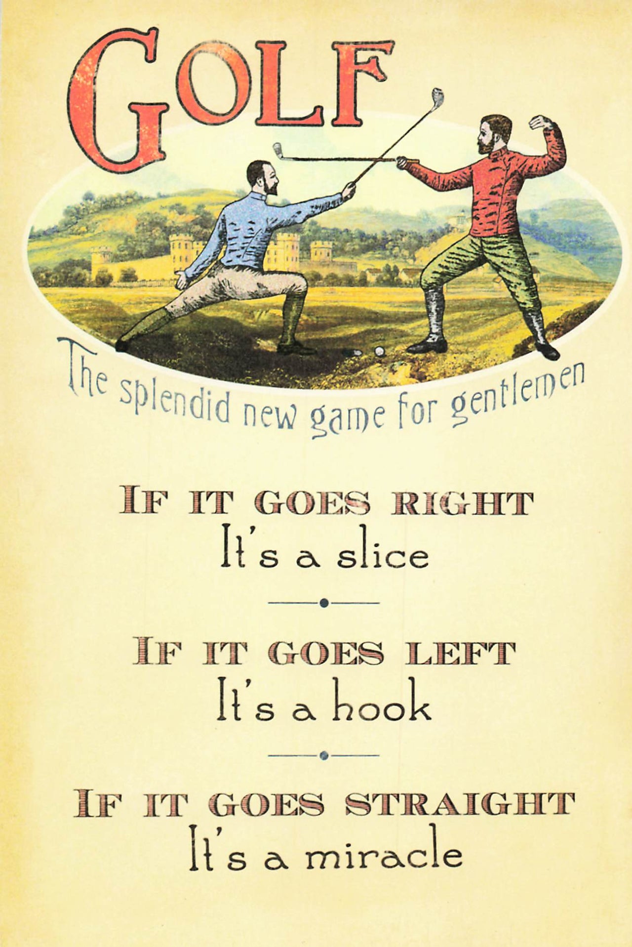 Greeting Card - Pair of men "fencing" with golf clubs