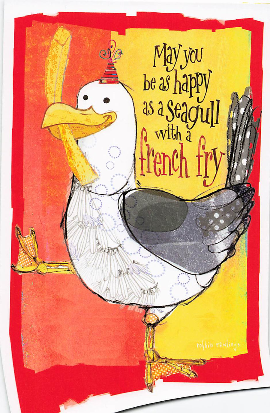 Greeting Card - Seagull with a French fry in mouth