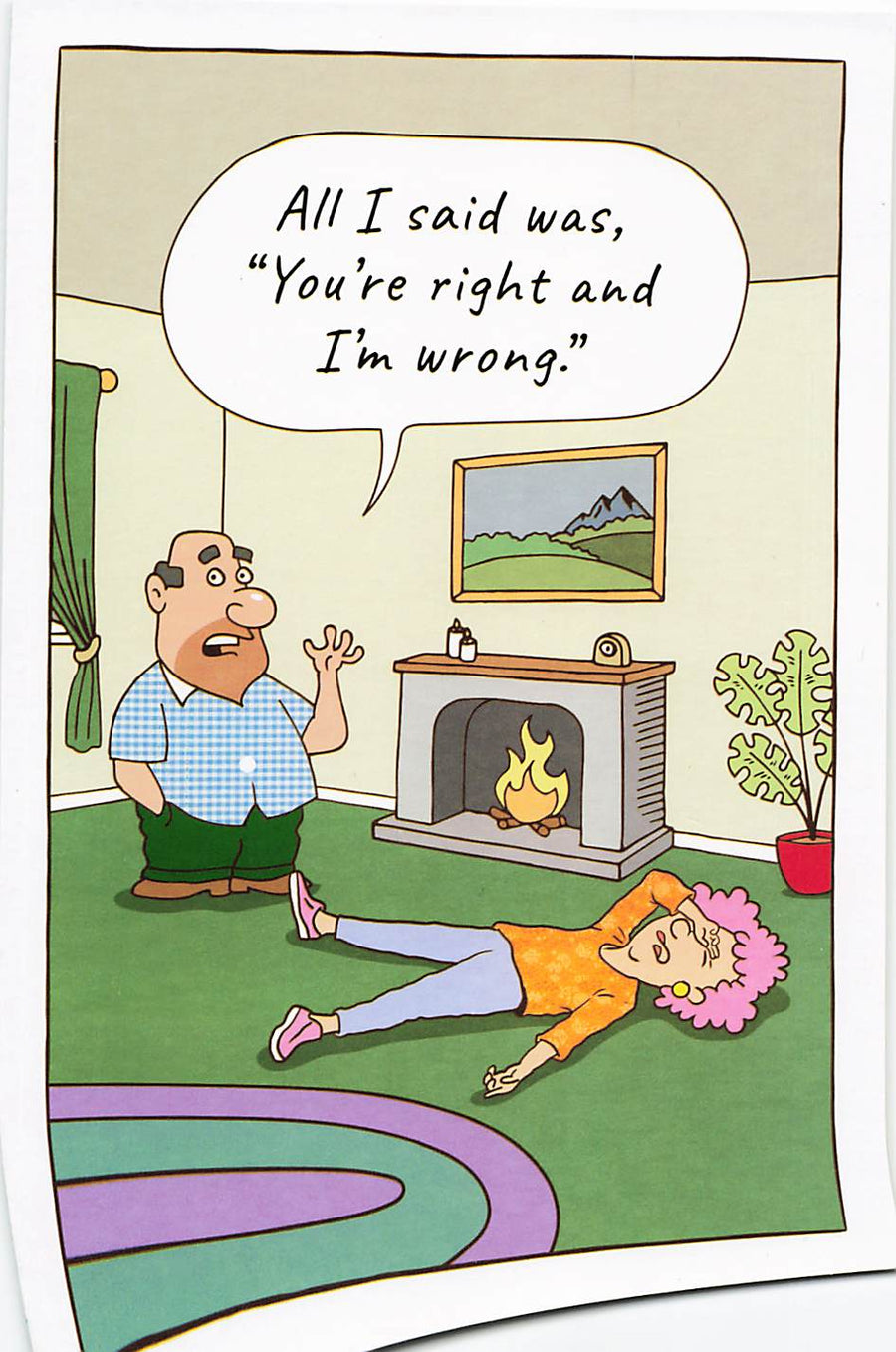 Greeting Card - Aunty Acid lying on the floor