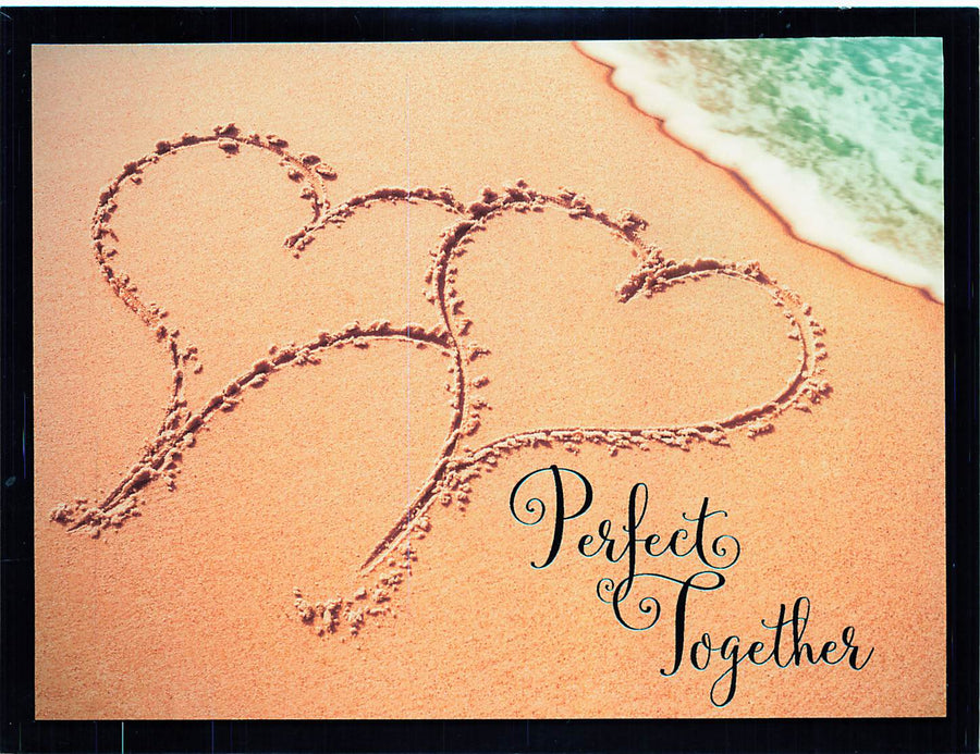 Greeting Card - Pair of hearts drawn in the sand