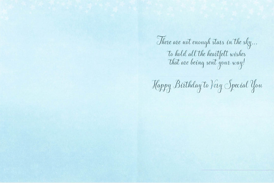 Greeting Card - Blonde angel on crescent moon