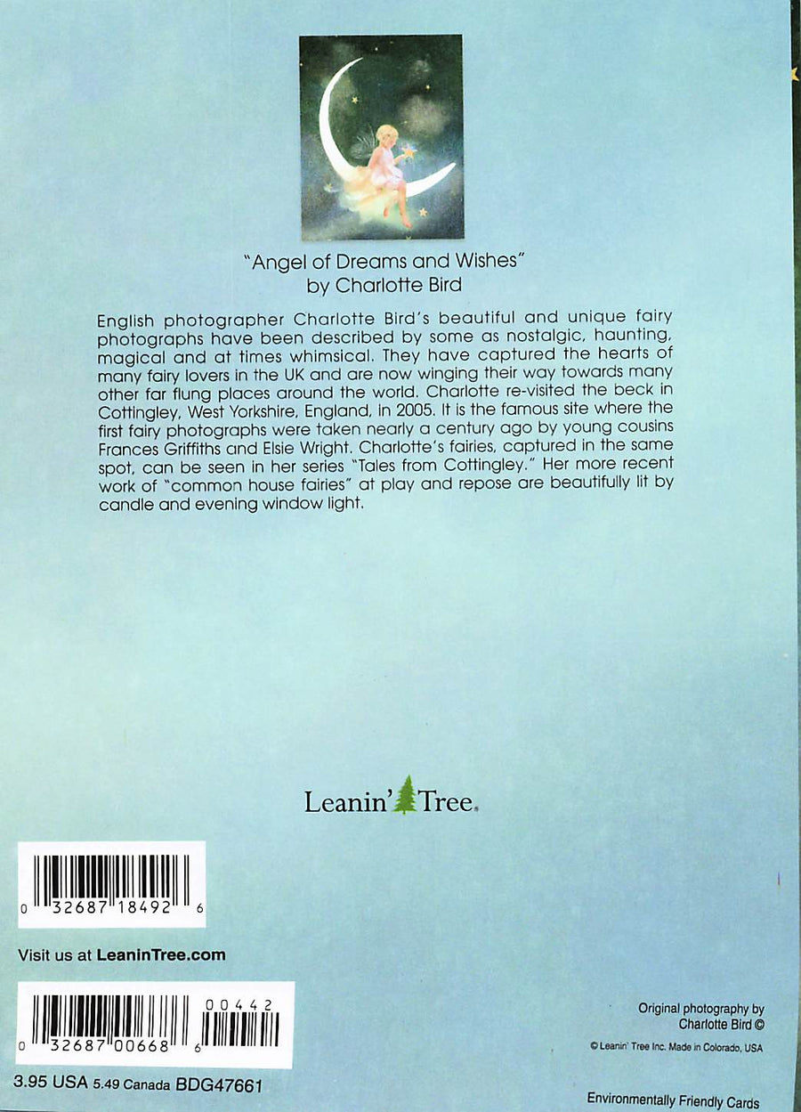 Greeting Card - Blonde angel on crescent moon