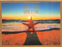 Greeting Card - Starfish upright on beach at sunset