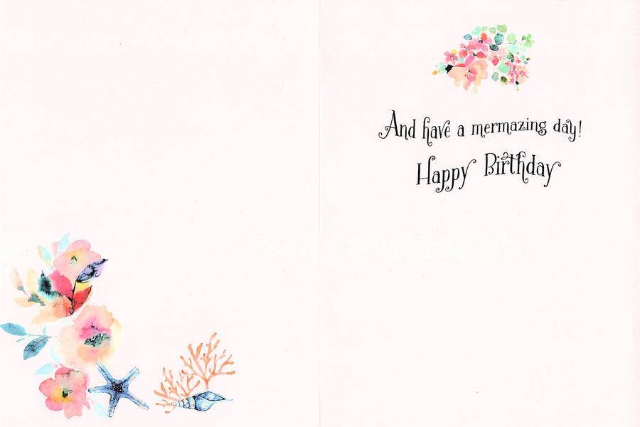 Greeting Card - Mermaid with florals