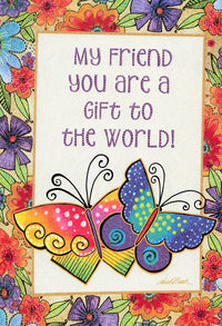 Greeting Card - Floral border with two large butterflies