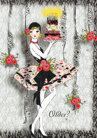 Greeting Card - Frou frou girl carrying cake