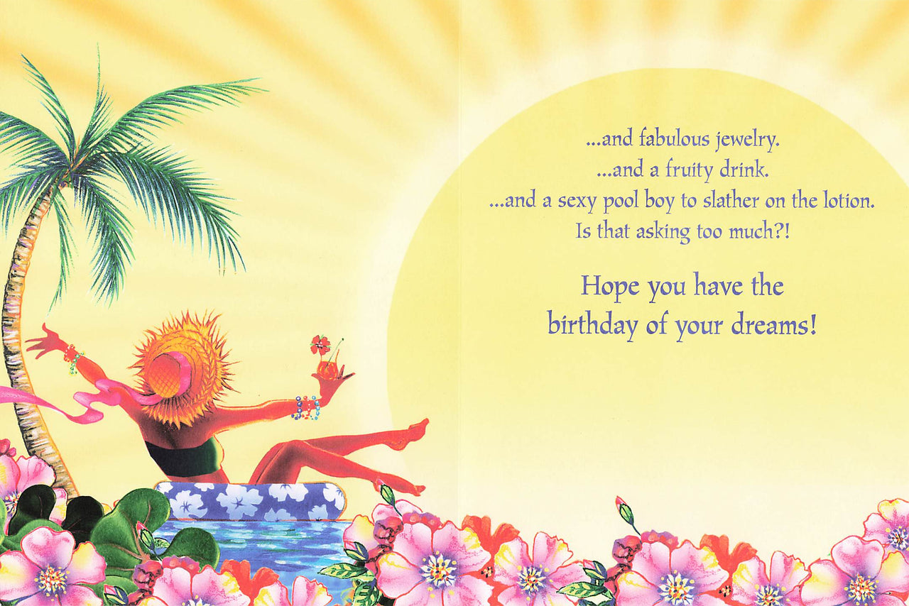 Greeting Card - Girl in straw hat, inner tube and lots of sun!