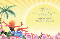Greeting Card - Girl in straw hat, inner tube and lots of sun!