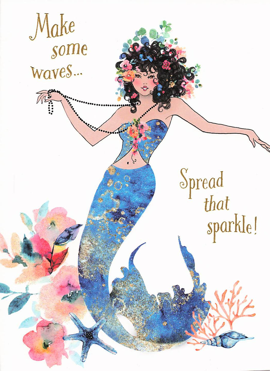 Greeting Card - Mermaid with florals