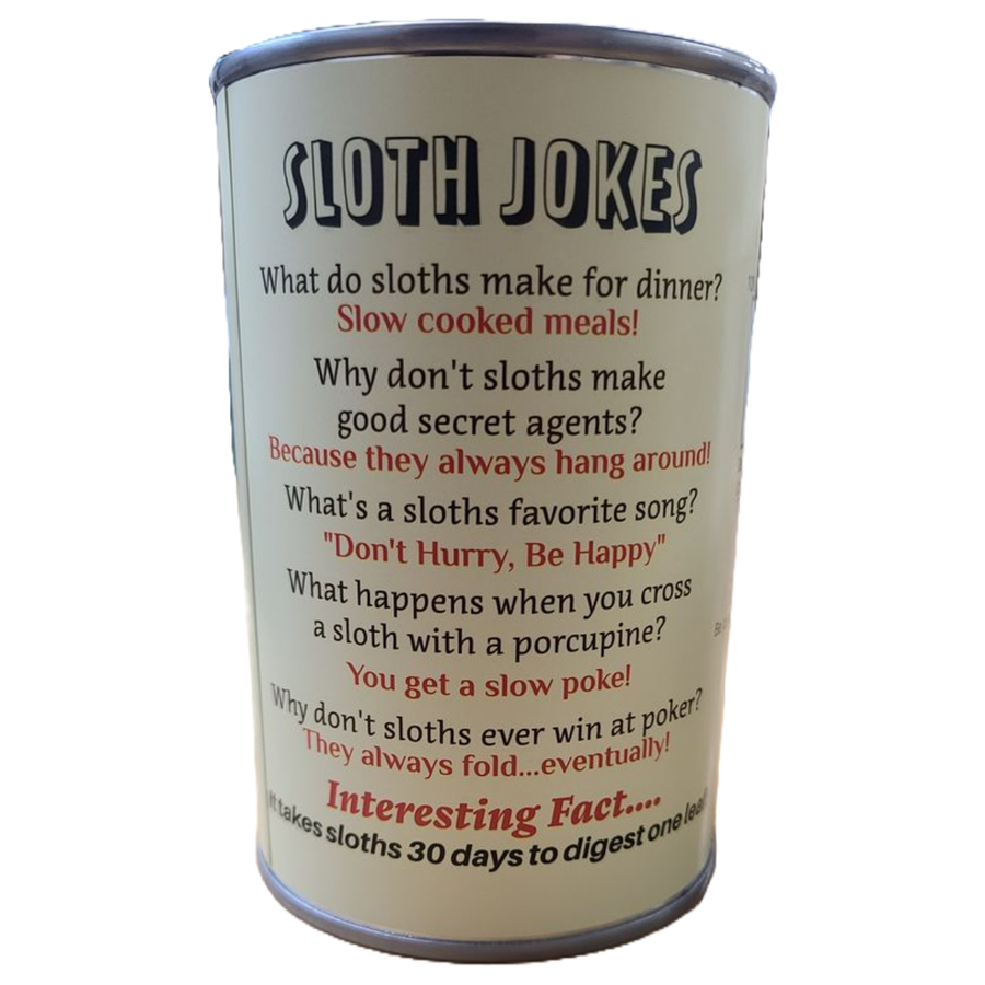 Canned Gifts - Twiggy the Canned Sloth Stuffed Animal Plush w/Funny Jokes: Pop Top Lid