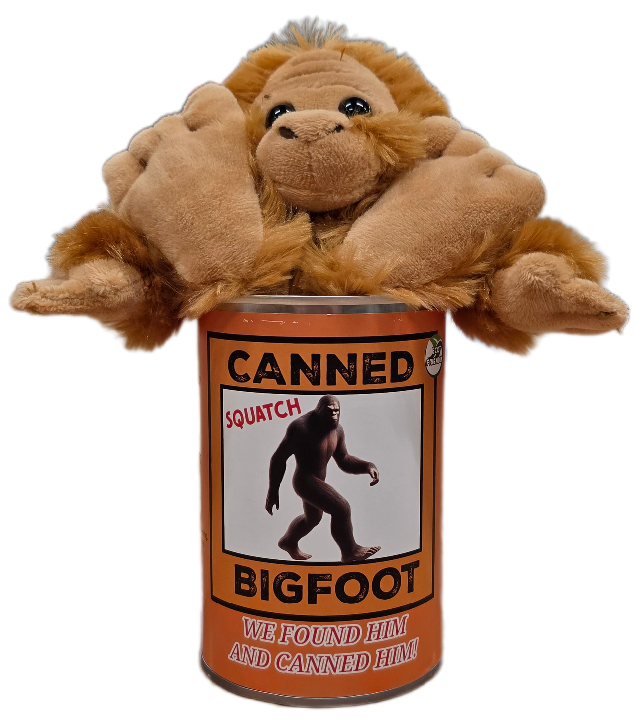 Canned Gifts - Canned Bigfoot | Stuffed Animal Plush | Funny Jokes Big Foot: Pop Top Lid