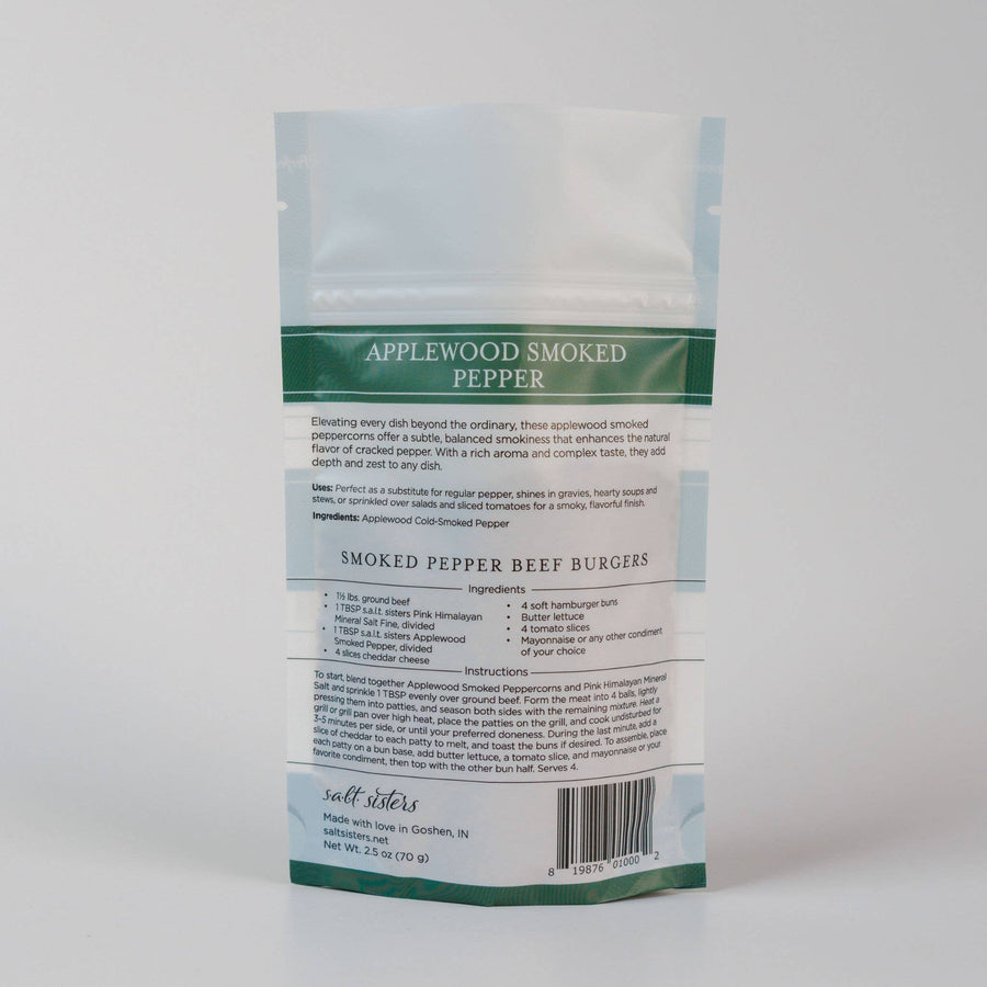Salt Sisters - Cracked Peppercorns - Applewood Smoked - 2.5 oz
