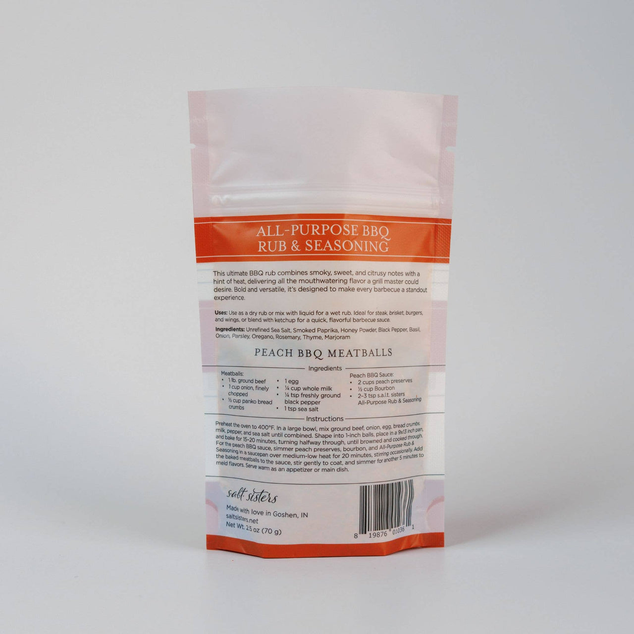 Salt Sisters - Rub & Seasoning Mix - All–Purpose BBQ - 2.5 oz Bag