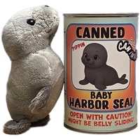 Canned Gifts - Canned Baby Harbor Seal | Stuffed Mini Seal Plush w/Jokes: Regular Lid