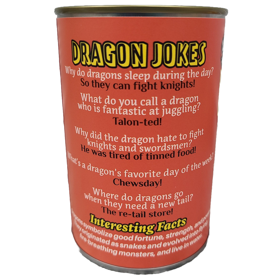 Canned Dragon Stuffed Animal Plush w/Jokes
