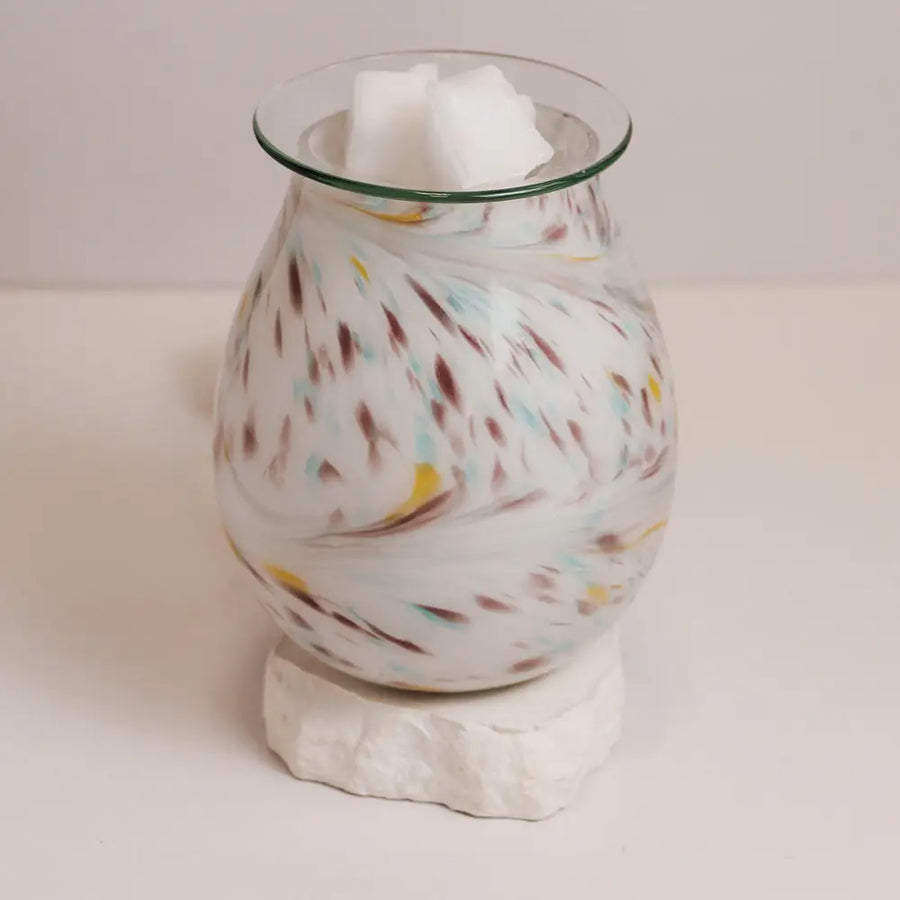 Hand Blown Glass Wax Melter - River Glass Tabletop Wax Melter