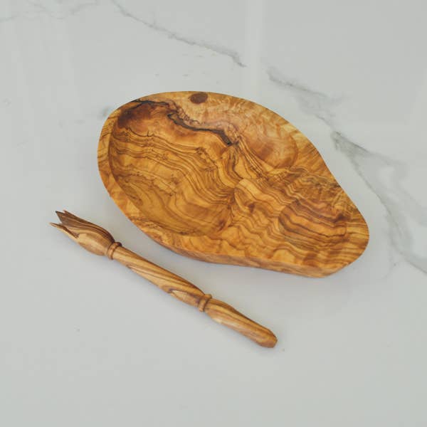 Naturally Med Inc. - Olive Wood Olive Dish with Olive Stabber Gift Set
