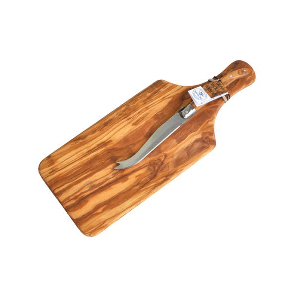 Olive Wood Cheese Board and Cheese Knife Gift Set - Naturally Med Inc.