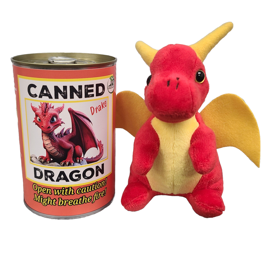 Canned Dragon Stuffed Animal Plush w/Jokes
