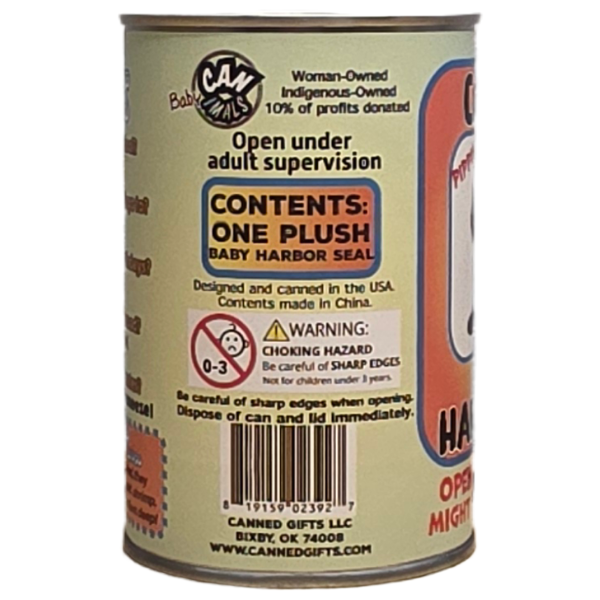 Canned Gifts - Canned Baby Harbor Seal | Stuffed Mini Seal Plush w/Jokes: Regular Lid