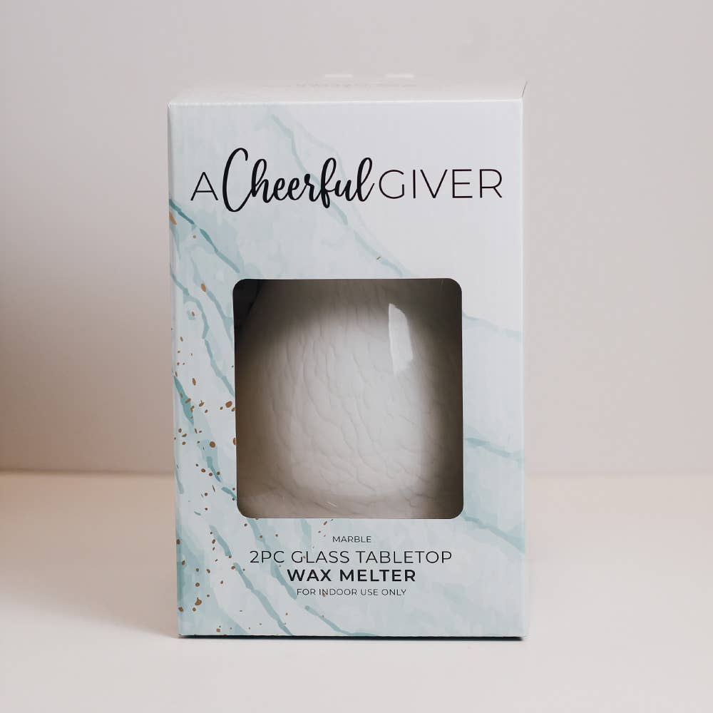 Marble Glass Wax Melter - White