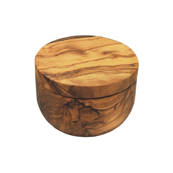 Olive Wood Salt Cellar With Pivoting Magnetic Lid