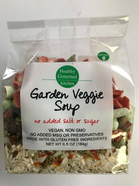 Package of Healthy Gourmet Kitchen Garden Veggie Soup mix on a white background