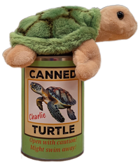 Canned Gifts - Canned Sea Turtle Stuffed Animal Plush w/Jokes | Unique Gift: Pop Top Lid
