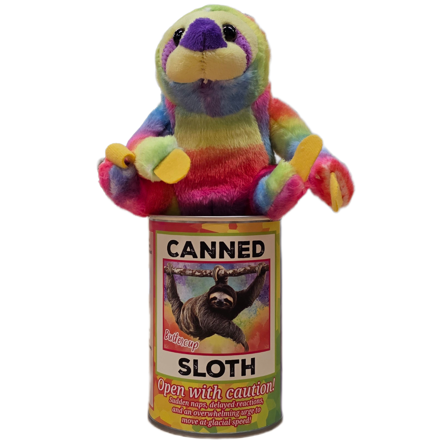 Canned Gifts - Buttercup the Canned Rainbow Sloth Stuffed Animal Plush: Regular Lid