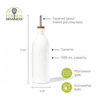 Fox Run Brands - Fox Run White Ceramic Oil Bottle,17 oz Olive Oil Dispenser