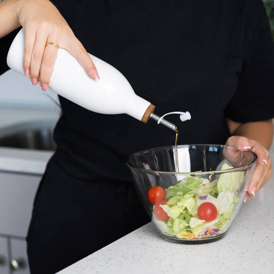 Fox Run Brands - Fox Run White Ceramic Oil Bottle,17 oz Olive Oil Dispenser