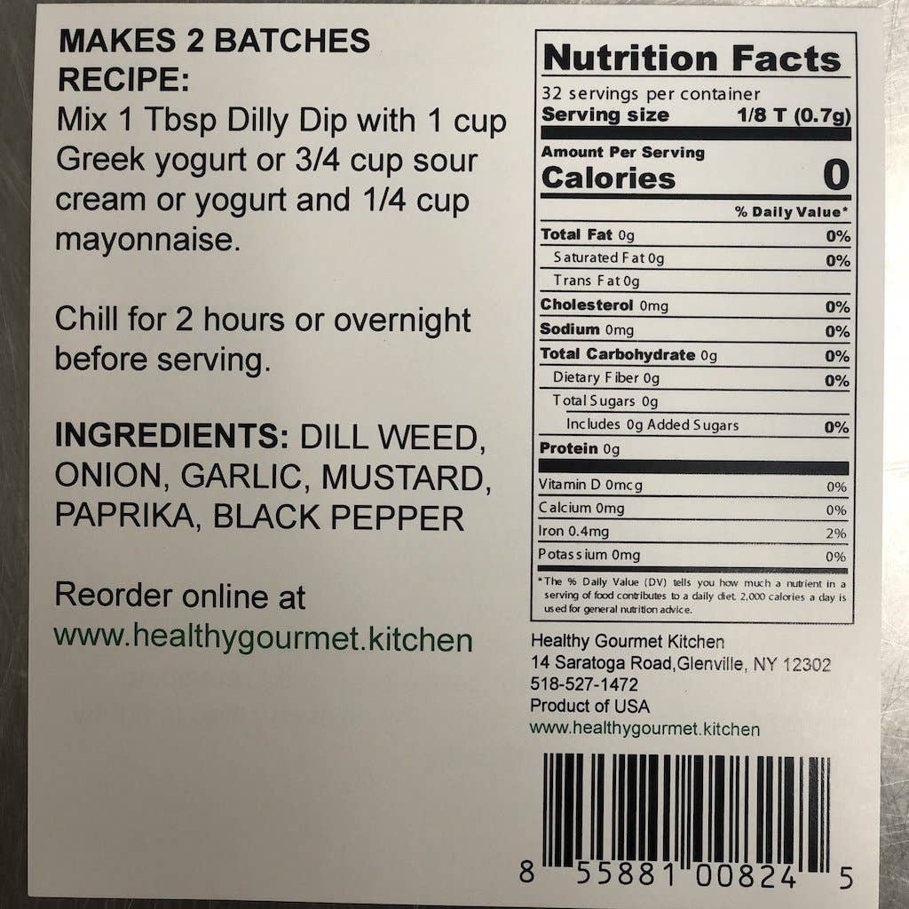 Back of a food package with nutrition facts, recipe, and ingredient list.