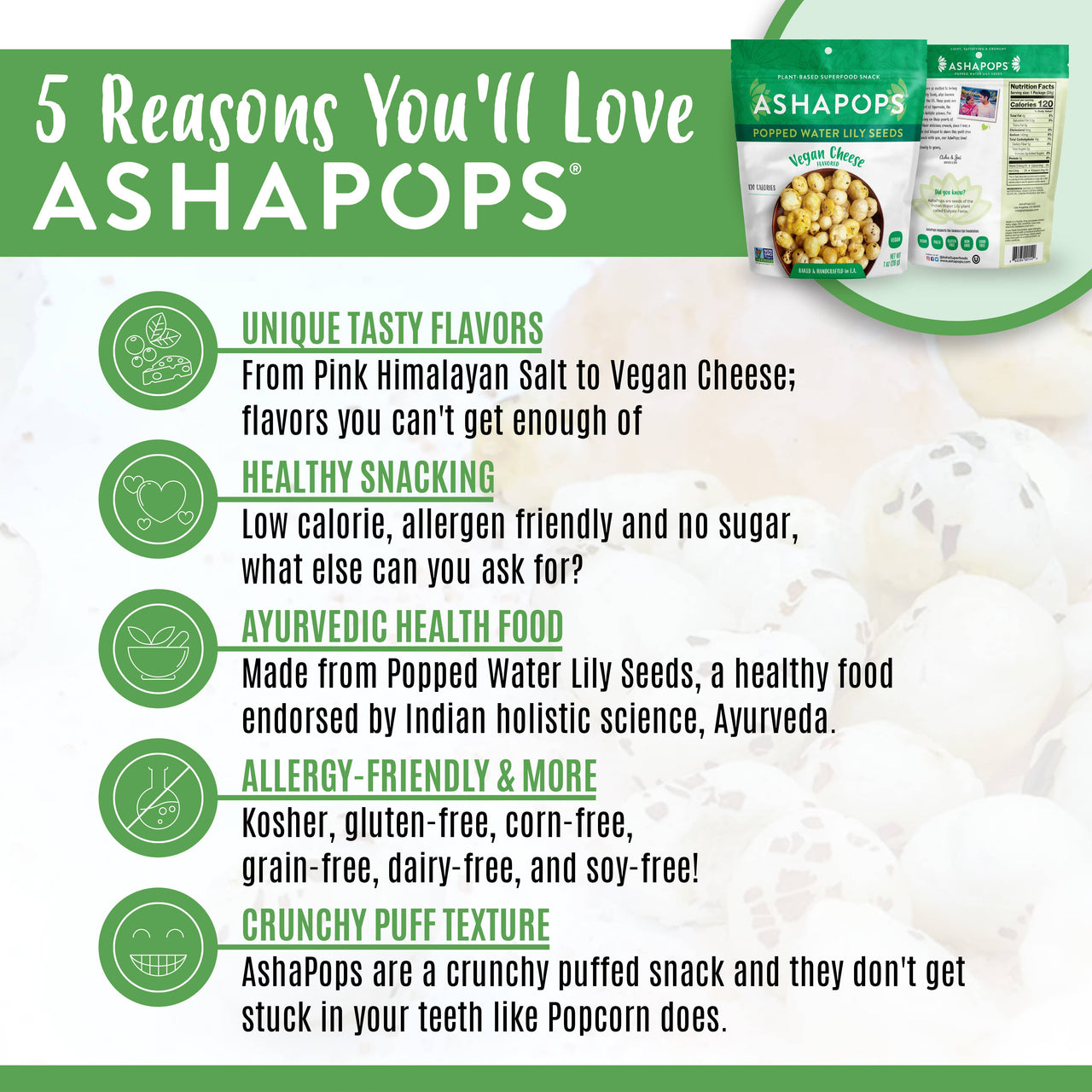 AshaPops - 1oz Vegan Cheese - AshaPops Popped Water Lily Seeds